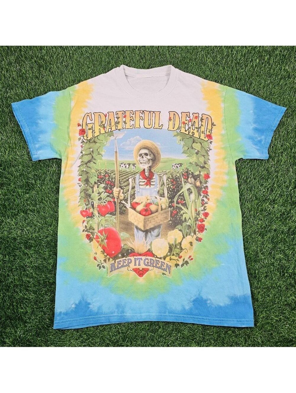 Vintage 1998 Grateful Dead Keep It Green Tie Dye T-Shirt Size Small